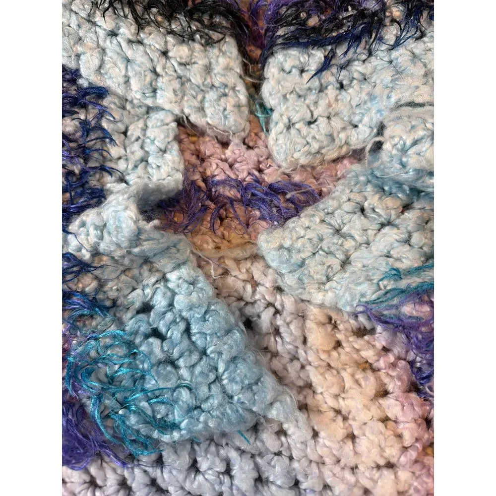 Granny Square Afghan 6’ 6” x 3’ Pastel Crochet Soft Blanket Throw Fun Fur Gift